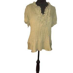 Allison Taylor Ruffled moss green blouse